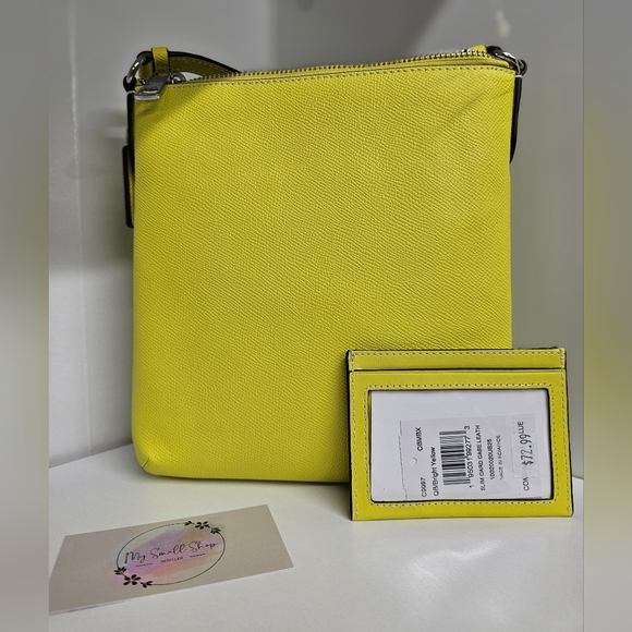 NWT YELLOW COACH CROSSBODY AND CARD HOLDER SET - Picture 2 of 3